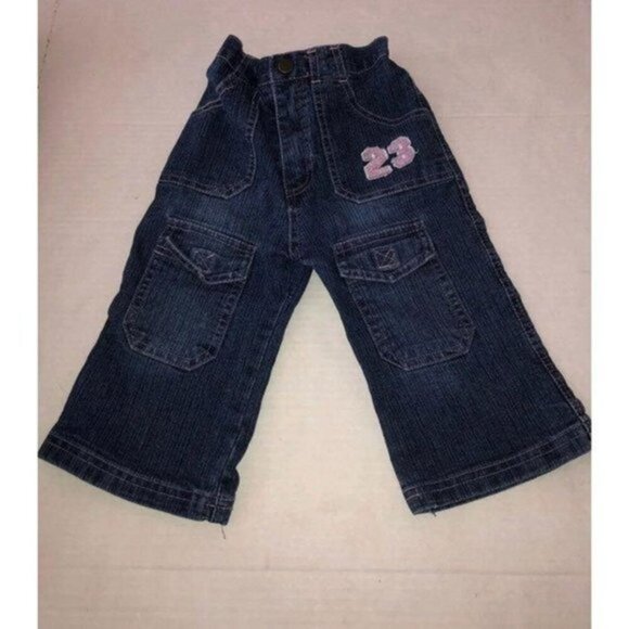 Baby Girls size 12 Months Blue Jeans with Pink Heart Number 23 - Picture 1 of 5